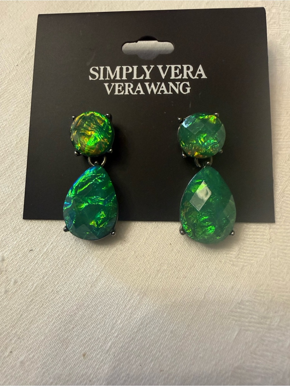 Kohl's Simply Vera Vera Wang Green Iridescent Drop Earrings